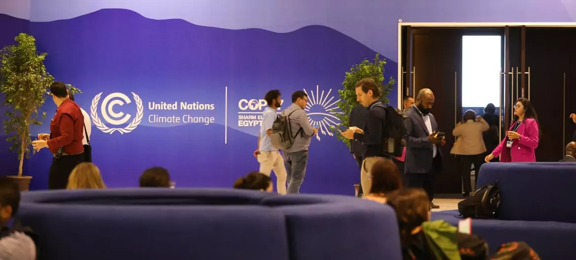 Outside the plenary hall at the COP27 conference centre, Sharm El-Sheikh Outside the plenary hall at the COP27 conference centre, Sharm El-Sheikh