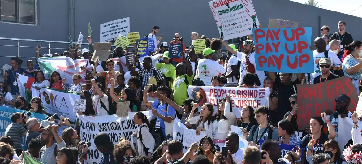 Activists stage massive protest at COP27 in Sharm El-Sheikh demanding leaders do more to address vital issues realted to agriculture, adaptation and climate resilience.
