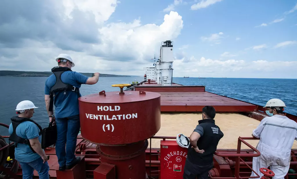 The first commercial vessel carrying grain under the Black Sea Grain Initiative. The first commercial vessel carrying grain under the Black Sea Grain Initiative.
