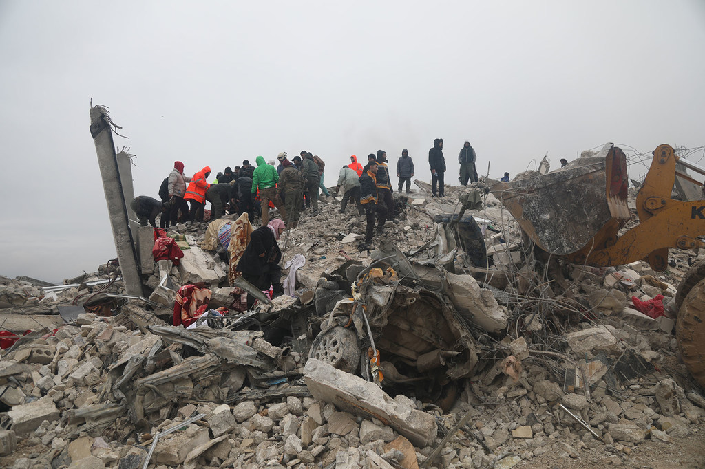The search for survivors continues in Samada, Syria following the February 6 earthquake .