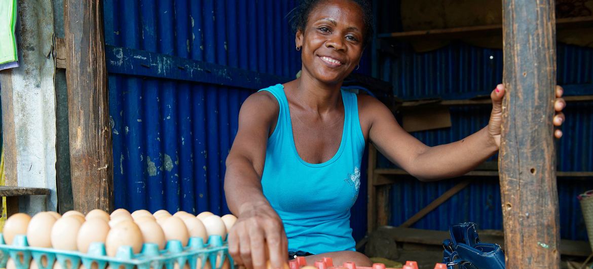 A street vendor sells eggs in Diego-Suarez in Madagascar.