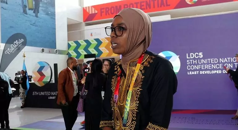 Armel Azihar Slyvania, a youth delegate from Comoros, speaks to UN News at the Youth Forum being held ahead of the LDC5 Confernece in Doha, Qatar. Armel Azihar Slyvania, a youth delegate from Comoros, speaks to UN News at the Youth Forum being held ahead of the LDC5 Confernece in Doha, Qatar.