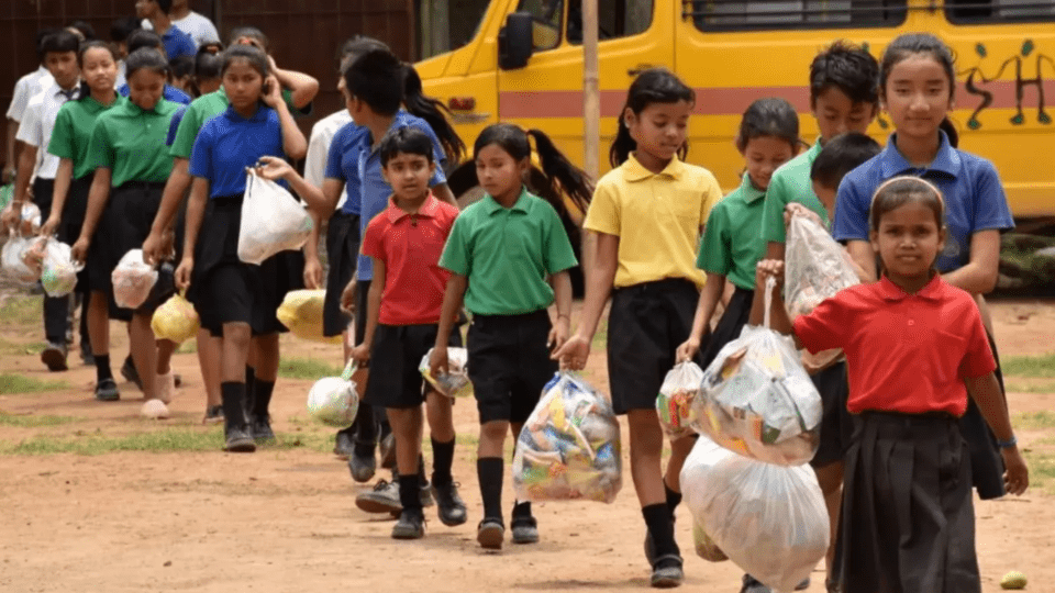 they encouraged students to collect plastic bottles and deposit them at the school every Friday in exchange for education.